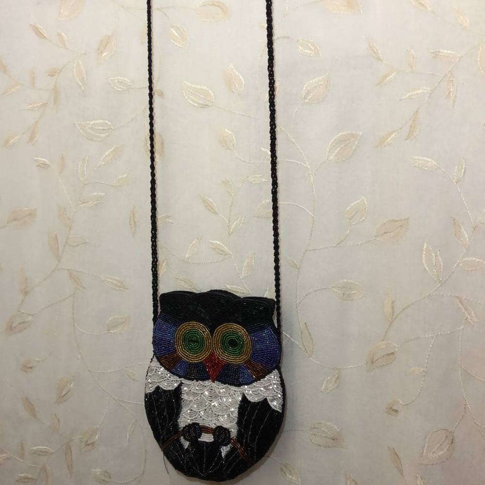 Beaded Owl Crossbody Mini Evening Purse - Picture 5 of 8